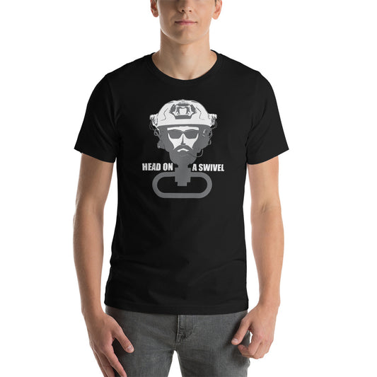 Head On A Swivel G.I. Edition Gray/White logo Short-sleeve unisex t-shirt - Available in 4 colors