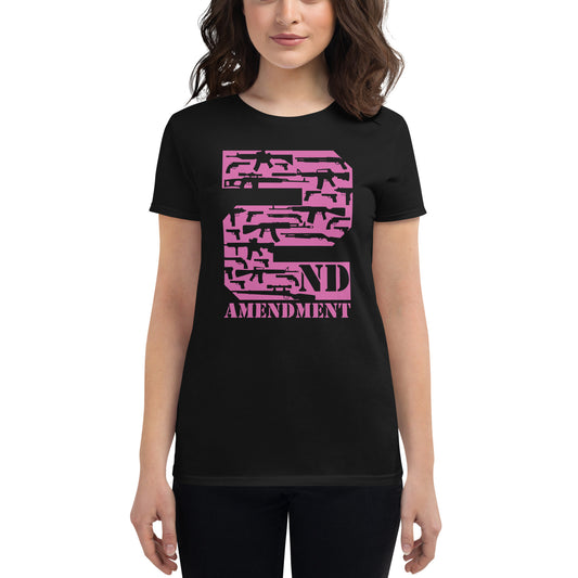 Women's Pink 2nd Amendment Logo Short Sleeve T-Shirt